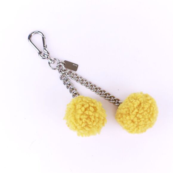 NEW Coach Shearling Pom Pom Charm Key Ring Key Fob YELLOW - Picture 4 of 4